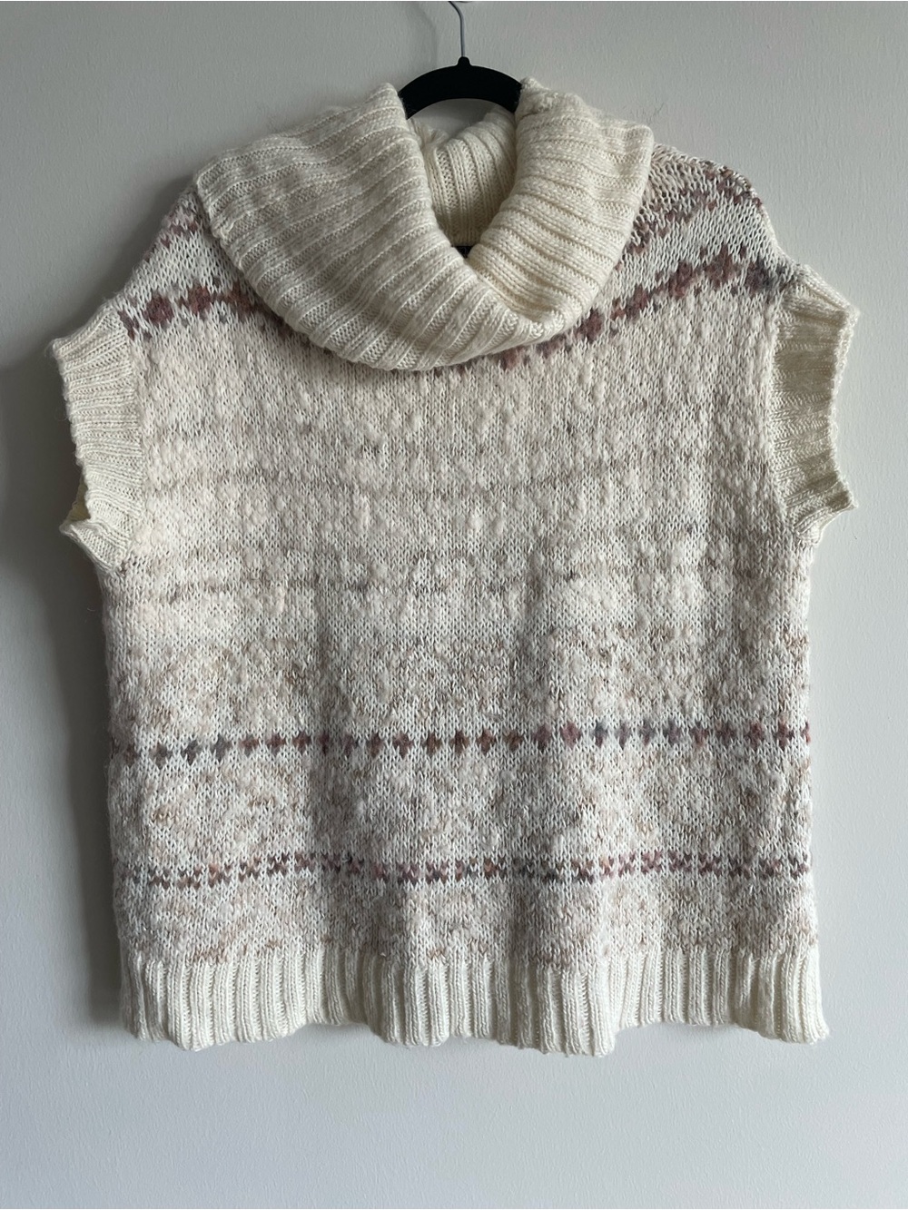 Free People Turtleneck Sweater Vest cream oversized cozy boho cottagecore S